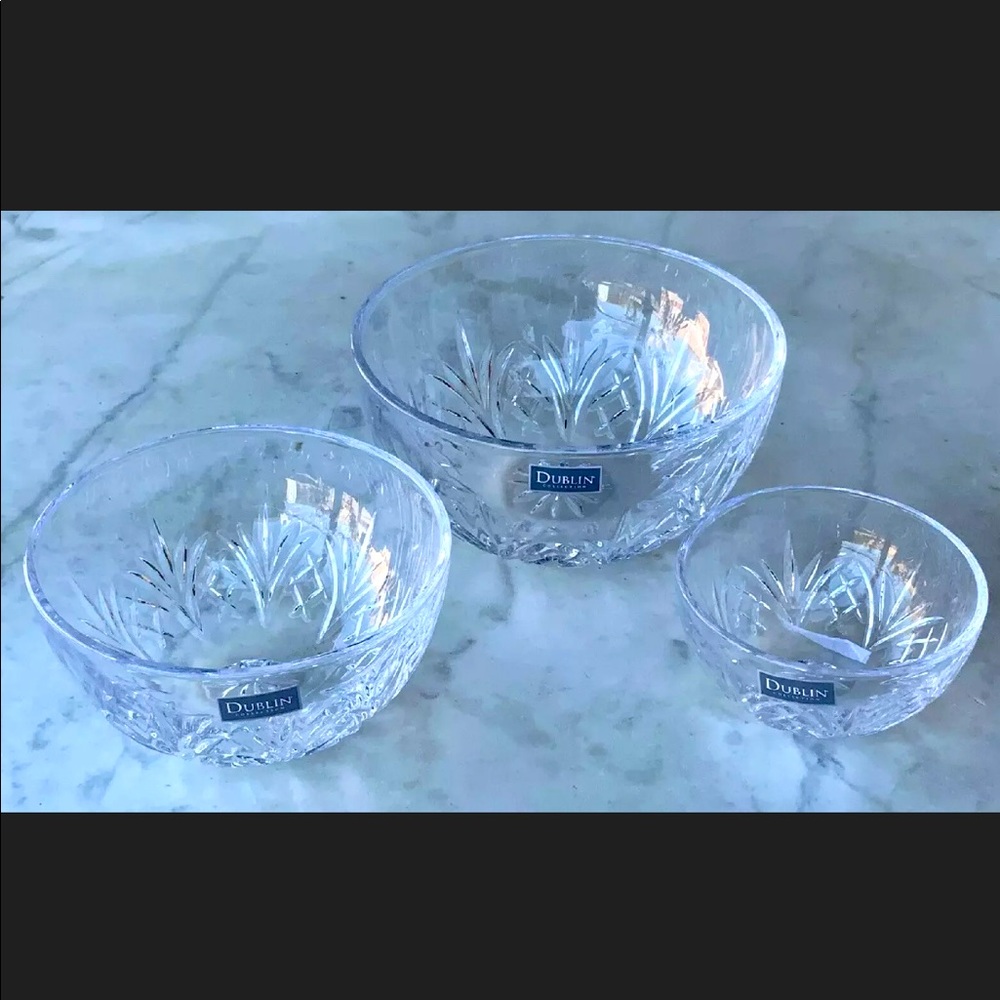 GODINGER CRYSTAL DUBLIN COLLECTION SET OF 3 BOWLS